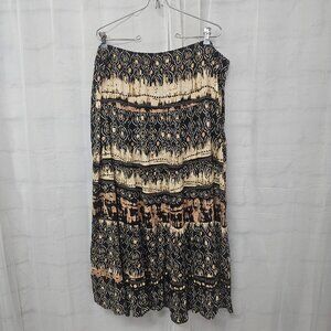 Notations Skirt Midi Grunge Boho Festival Black Brown 3X